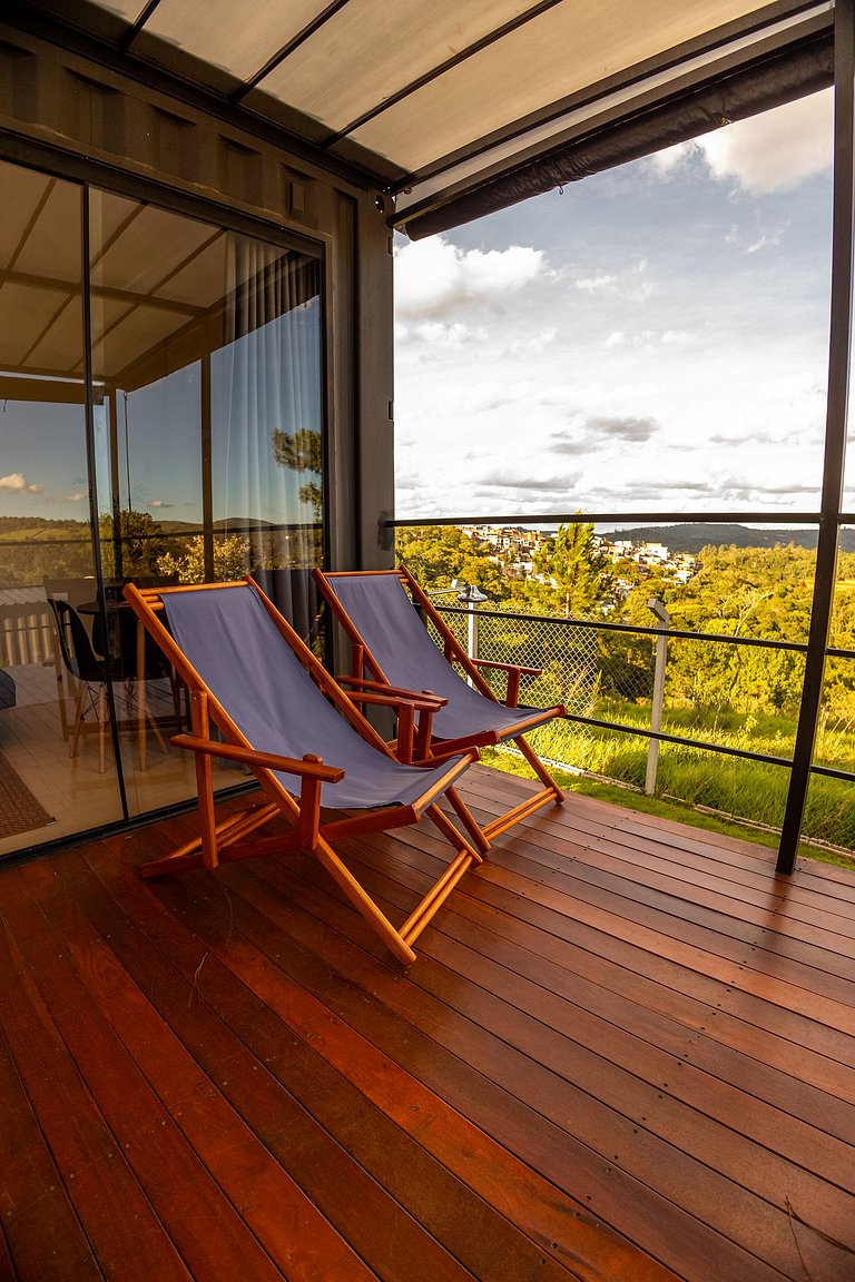 Container com ofurô e vista incrível para casal - Roteiro do